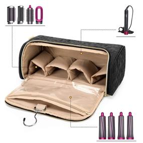 img 2 attached to YARWO Travel Case for Dyson Airwrap Complete Styler and Attachments - Portable Storage Bag with Hanging Hook for Hair Curler Accessories, Black (PATENTED DESIGN), Enhanced SEO