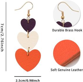 img 1 attached to 👂 Jagucho Leather Earrings Dangle: Stylish Lightweight Heart Earrings Drop for Women and Teen Girls