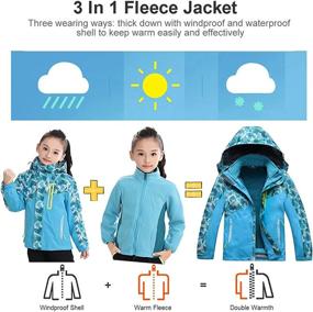 img 2 attached to FARVALUE Kid's Winter 3-in-1 Rain Jacket: Warm, Waterproof, Windproof Hooded Ski Snow Coat for Boys & Girls - Sky Blue