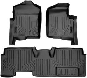 img 4 attached to 🚗 MAXLINER 2 Row Floor Liner Set for 2011-2014 Ford F-150 SuperCab with Flow Center Console - Black