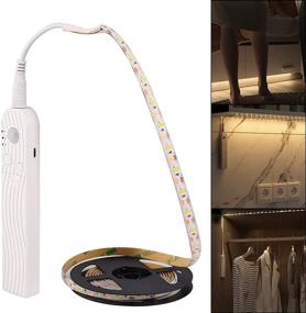 img 4 attached to 💡 Motion Sensor LED Strip Lights for Closet, Wardrobe, Kitchen - 3000K Warm White - Under Cabinet Lighting for Counters, Bathrooms, Hallways, and Stairs (1M)