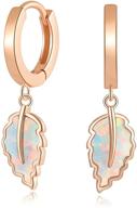 opal jewelry gift: cinily small hoop earrings for girls - gold plated leaf dangle earrings logo