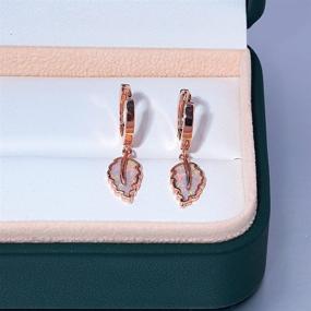 img 1 attached to Opal Jewelry Gift: CiNily Small Hoop Earrings for Girls - Gold Plated Leaf Dangle Earrings