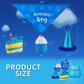 img 3 attached to 🎂 Gofshy Dog Birthday Cake Toys: Party Decorations and Chewable Gifts for Dog Birthday Party, with Bandana and Hat Set - Blue (2PCS Plush Squeaky Toys for Boys)