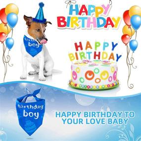 img 1 attached to 🎂 Gofshy Dog Birthday Cake Toys: Party Decorations and Chewable Gifts for Dog Birthday Party, with Bandana and Hat Set - Blue (2PCS Plush Squeaky Toys for Boys)