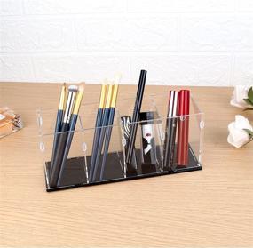 img 1 attached to 🖊️ Organize Your Desk in Style with Ogeee Acrylic Clear Pencil Holders, Pen Holder, Makeup Brush Organizer - 4 Compartments for Office, Vanity, and More!