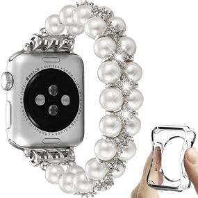 img 4 attached to Браслет Fastgo Stretchy Beaded для Apple Watch - элегантный эластичный ювелирный браслет для женщин - совместим с 🎀 Apple Watch 38mm 40mm Series 6/5/4/3/2/1, SE - стильный дизайн - идеальный подарок для дам - 42mm 44mm.