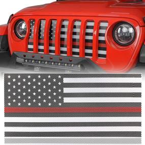 img 4 attached to Hooke Road For Jeep Gladiator JT/Wrangler JL Grill Insert Front Grille Mesh Screen Thin Red Accessories Compatible With Jeep Gladiator JT/Wrangler JL 2018 2019 2020 2021