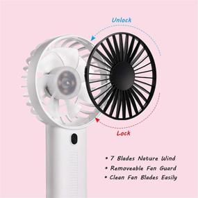 img 1 attached to 🌬️ Portable Handheld Fan with Cell Phone Holder - Adjustable Angle Wind, Mini USB Fan for Personal Desktop Use - 3 Speeds, Rechargeable Battery, Up to 7 Hours Battery Life - Ideal for Outdoor, Camping, Hiking, Office - Pink