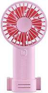 🌬️ portable handheld fan with cell phone holder - adjustable angle wind, mini usb fan for personal desktop use - 3 speeds, rechargeable battery, up to 7 hours battery life - ideal for outdoor, camping, hiking, office - pink logo