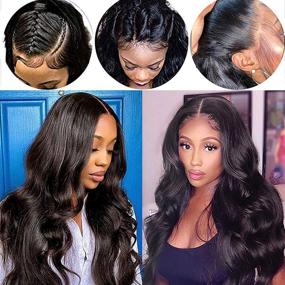 img 2 attached to 💇 Luduna 20-inch Brazilian Virgin Human Hair Lace Front Wig: Pre-Plucked Body Wave, Glueless with Baby Hair - 9A Grade, 150% Density, 13x4 Lace Frontal