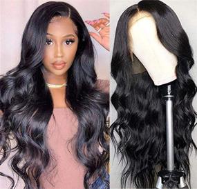 img 4 attached to 💇 Luduna 20-inch Brazilian Virgin Human Hair Lace Front Wig: Pre-Plucked Body Wave, Glueless with Baby Hair - 9A Grade, 150% Density, 13x4 Lace Frontal