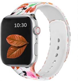 img 4 attached to BLOTOW Silicone Pattern Printed Sport Watch Bands - Compatible with Apple Watch Straps in 38mm, 42mm, 40mm, and 44mm Sizes - Replacement Bands for IWatch Series 6, 5, 4, 3, 2, 1, SE