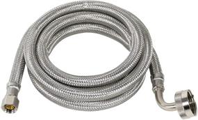 img 3 attached to Premium Braided Stainless Steel Dishwasher Hose with 90 Degree FGH Elbow, 6 Feet, Water Supply Line, Silver/Pewter Finish - DW72SSL