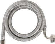 premium braided stainless steel dishwasher hose with 90 degree fgh elbow, 6 feet, water supply line, silver/pewter finish - dw72ssl логотип