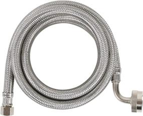 img 4 attached to Premium Braided Stainless Steel Dishwasher Hose with 90 Degree FGH Elbow, 6 Feet, Water Supply Line, Silver/Pewter Finish - DW72SSL