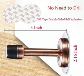 img 3 attached to 🚪 LemonHo Wall Mounted Door Stopper, No Drills or Screws, Stainless Steel with 3M Adhesive Tape - Pack of 2, Red Bronze (3 Inches)