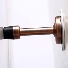 img 2 attached to 🚪 LemonHo Wall Mounted Door Stopper, No Drills or Screws, Stainless Steel with 3M Adhesive Tape - Pack of 2, Red Bronze (3 Inches)