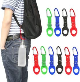 img 4 attached to 🚰 Portable Silicone Water Bottle Buckle 10PCS with D-Ring Hook | Convenient Carrying Clip for Camping, Hiking & Traveling | Includes Emergency Aluminum Whistle | DomeStar