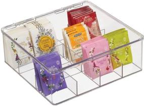 img 4 attached to 🍵 mDesign Plastic Stackable Tea Bag Organizer Storage Bin - Clear, Perfect for Cabinets, Countertops, Pantry – Holds Beverage Bags, Cups, Pods, Packets, Condiment Accessories