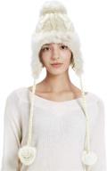 🎩 zecmos women's winter skull beanie hat - faux fur knit ski cap with warm fleece, soft ear flaps logo