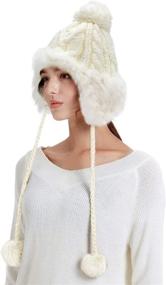 img 3 attached to 🎩 Zecmos Women's Winter Skull Beanie Hat - Faux Fur Knit Ski Cap with Warm Fleece, Soft Ear Flaps