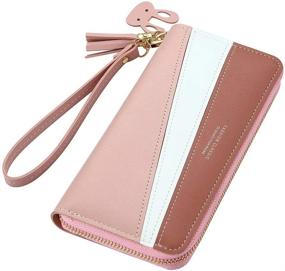 img 2 attached to Leather Wallet Wristlet Colorblock Organizer Women's Handbags & Wallets