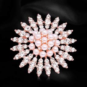 img 1 attached to 💍 Wedding/Banquet/Bouquet Jewelry: Rose Gold Brooch with Diamond, Artificial Pearl, and Austrian Crystal