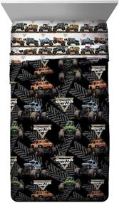 img 2 attached to 🏁 Monster Jam Tracks Full Comforter: Premium Soft Bedding with Grave Digger & Megalodon - Fade Resistant Microfiber (Official Monster Jam Product)