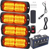 ultra slim sync led warning lights for car & truck - 4pcs emergency caution hazard construction - amber logo