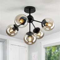 💡 stylish semi flush mount modern black ceiling light fixture chandelier - perfect for bedroom, kitchen, farmhouse, hallway, foyer, and passage. logo