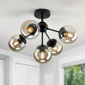 img 4 attached to 💡 Stylish Semi Flush Mount Modern Black Ceiling Light Fixture Chandelier - Perfect for Bedroom, Kitchen, Farmhouse, Hallway, Foyer, and Passage.