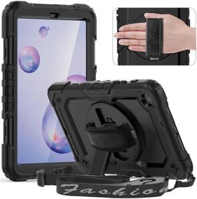 img 4 attached to 📱 2020 Samsung Galaxy Tab A 8.4 Case with Pencil Holder, Screen Protector, 360-Degree Swivel Stand, Hand Strap, Shoulder Strap - Timecity Case for Samsung Galaxy Tab A 8.4-Inch/ SM-T307U (Black)