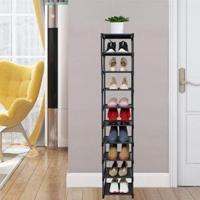 img 1 attached to 👠 10 Tier Narrow Shoe Racks for Closets - Durable Entryway Shoe Rack Organizer Shelf - Tall Shoe Stand - Metal Shoe Rack