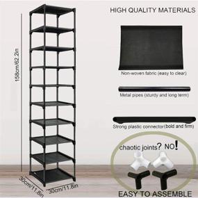 img 2 attached to 👠 10 Tier Narrow Shoe Racks for Closets - Durable Entryway Shoe Rack Organizer Shelf - Tall Shoe Stand - Metal Shoe Rack