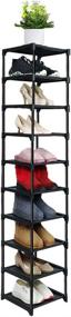 img 4 attached to 👠 10 Tier Narrow Shoe Racks for Closets - Durable Entryway Shoe Rack Organizer Shelf - Tall Shoe Stand - Metal Shoe Rack