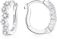 👂 t400 925 sterling silver small tiny hoop earrings with cubic zirconia - unisex gift hoops for women, girls, men, and boys logo