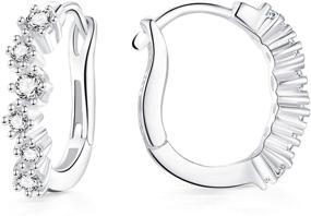 img 4 attached to 👂 T400 925 Sterling Silver Small Tiny Hoop Earrings with Cubic Zirconia - Unisex Gift Hoops for Women, Girls, Men, and Boys