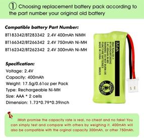 img 1 attached to 🔋 6-Pack iMah Cordless Phone Batteries BT183342 BT283342 BT166342 BT266342 BT162342 BT262342 Compatible with AT&amp;T EL52100 EL50003 CL80100 CL80111 CRL80112 EL50003and VTech CS6709 CS6609 CS6509 CS6409