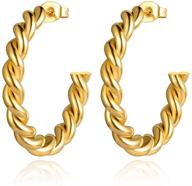 💛 14k yellow gold plated stainless steel twisted rope hoop earrings by lokaerlry logo