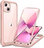 📱 miracase iphone 13 case 6.1 inch: full-body glass clear case with tempered glass screen protector - crystal pink logo