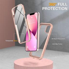 img 2 attached to 📱 Miracase iPhone 13 Case 6.1 inch: Full-Body Glass Clear Case with Tempered Glass Screen Protector - Crystal Pink