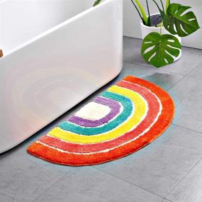 img 4 attached to Cute Rainbow Shape Doormat for Kids - Microfiber Absorbent Bathroom Mats - Front Door Mat Carpet Floor Rug