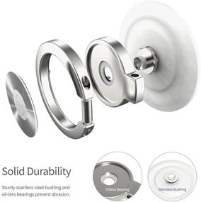 img 1 attached to Sinjimoru Magnet Phone Ring Holder and Kickstand - Ringo's Belly Button Attachable. Magnetic Car Mount/Phone Mount for iPhone and Android Smartphones. Color: White