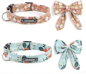 img 4 attached to 🐶 LoyalSunnypet 2Pcs Cute Floral Bow Tie Dog Collars - Adjustable, Comfortable, Quick Release Buckles for Small, Medium, Large Girl Dogs and Cats