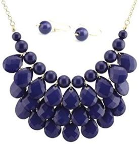 img 1 attached to Navy Blue Bib Bubble Statement Necklace & Earrings Set - Fashion Jewelry Inspired