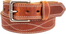 img 4 attached to Brown Waxed Leather Amish Western Men's Belt Accessories