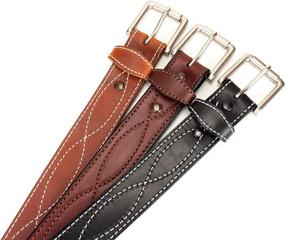 img 3 attached to Brown Waxed Leather Amish Western Men's Belt Accessories