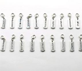 img 1 attached to 💎 Silver Tone Clip-On Charms: 20PCS No-Repeat Words Pendants - Perfect for DIY Jewelry