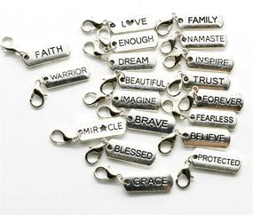 img 2 attached to 💎 Silver Tone Clip-On Charms: 20PCS No-Repeat Words Pendants - Perfect for DIY Jewelry